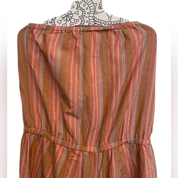 NWT DREW Anthropologie Linen Blend Striped Strapless Jumpsuit Size: L - Picture 5 of 11